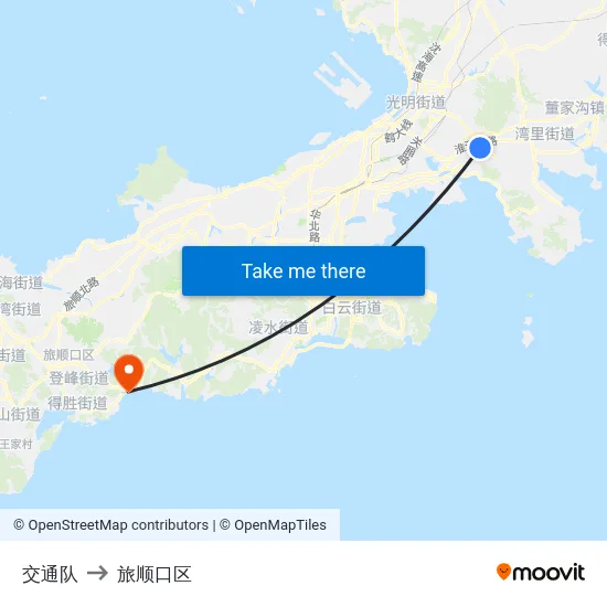 交通队 to 旅顺口区 map
