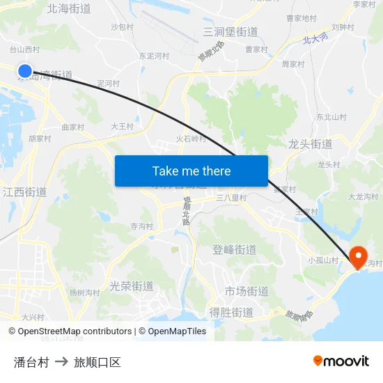 潘台村 to 旅顺口区 map