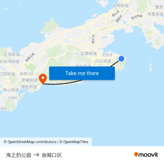 海之韵公园 to 旅顺口区 map