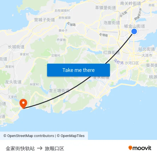 金家街快轨站 to 旅顺口区 map