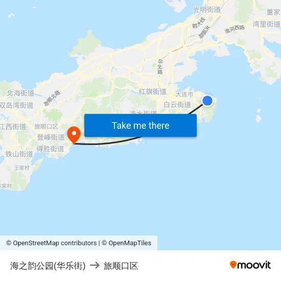 海之韵公园(华乐街) to 旅顺口区 map