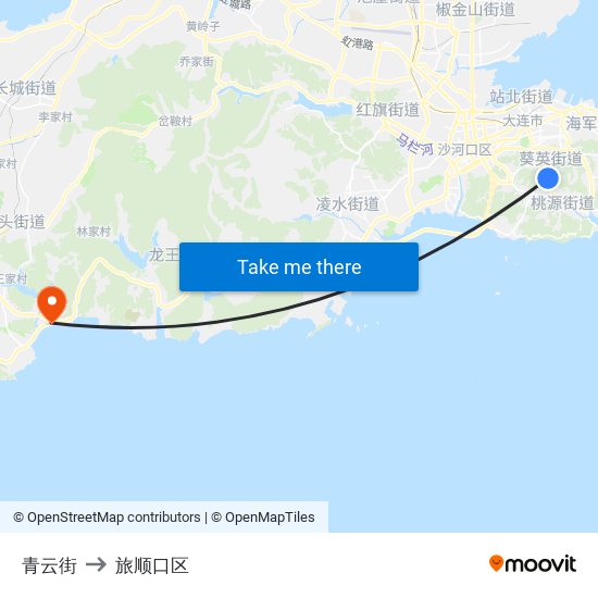 青云街 to 旅顺口区 map