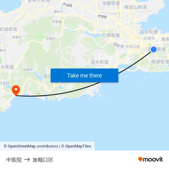中医院 to 旅顺口区 map