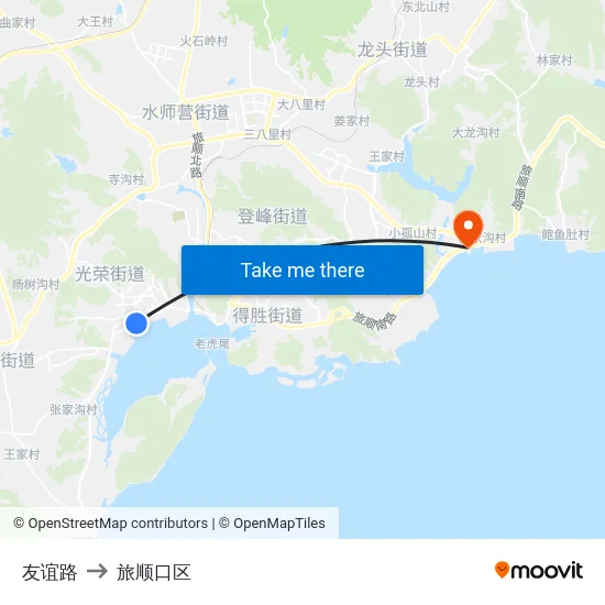 友谊路 to 旅顺口区 map