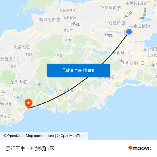 嘉汇三中 to 旅顺口区 map