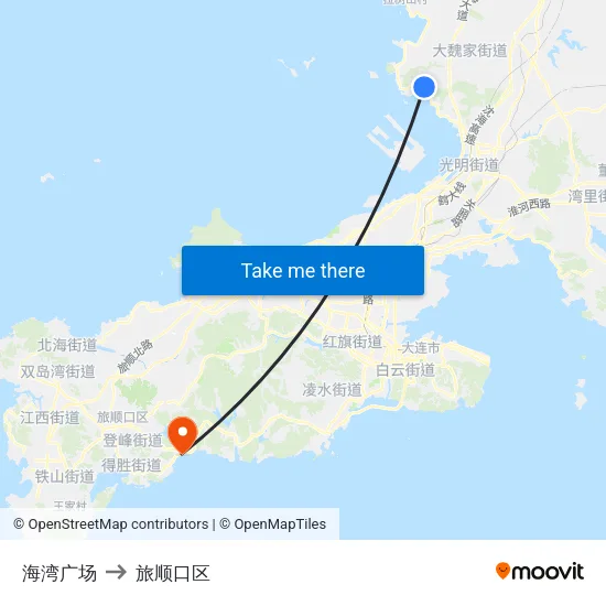 海湾广场 to 旅顺口区 map
