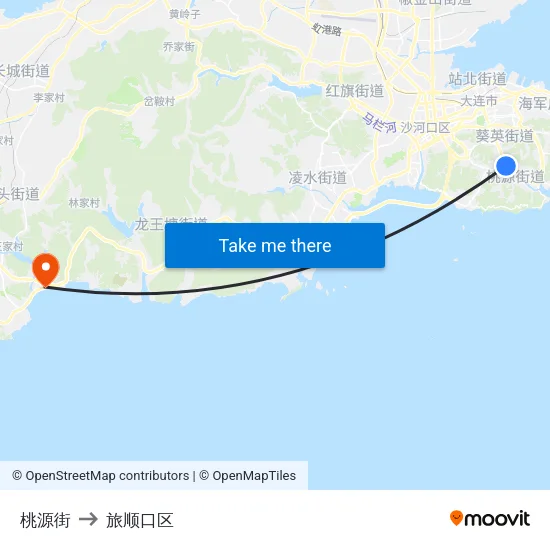 桃源街 to 旅顺口区 map