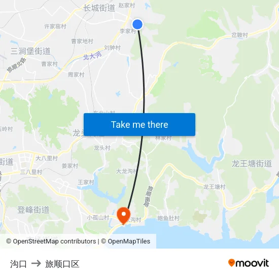 沟口 to 旅顺口区 map