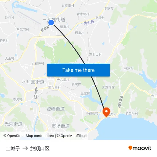 土城子 to 旅顺口区 map