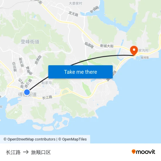 长江路 to 旅顺口区 map