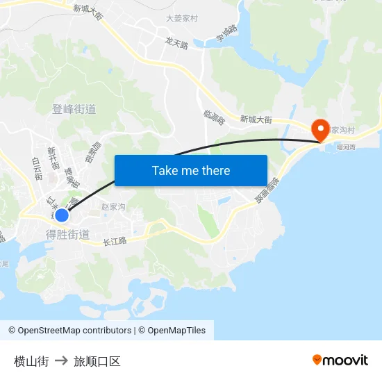 横山街 to 旅顺口区 map