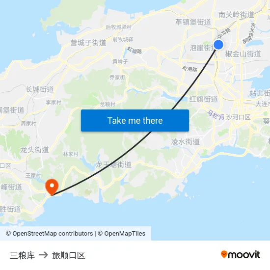 三粮库 to 旅顺口区 map