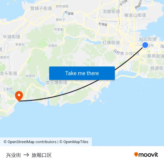 兴业街 to 旅顺口区 map