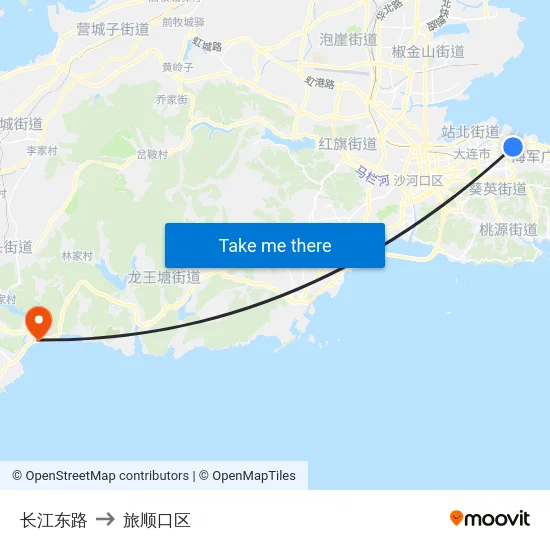 长江东路 to 旅顺口区 map
