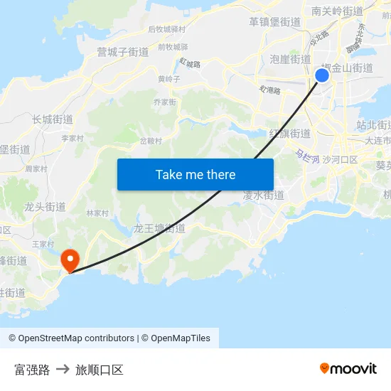 富强路 to 旅顺口区 map