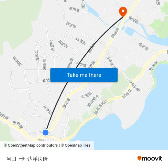 河口 to 达洋法语 map