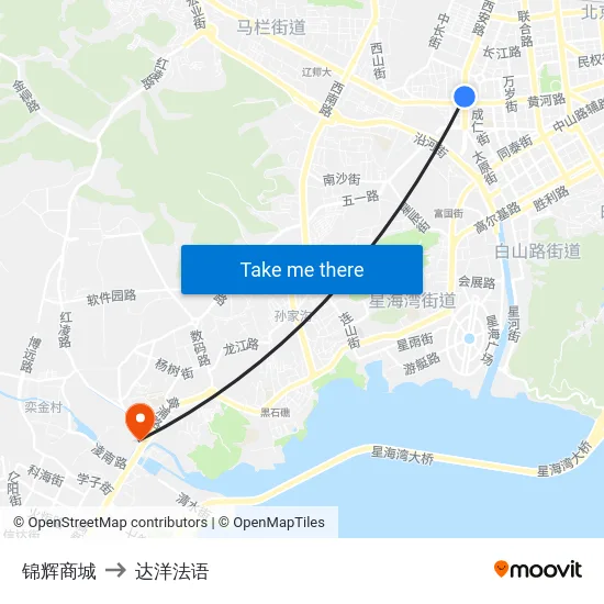 锦辉商城 to 达洋法语 map