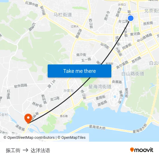 振工街 to 达洋法语 map