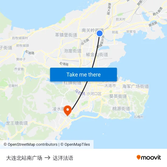 大连北站南广场 to 达洋法语 map