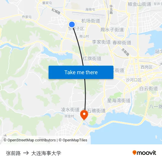 张前路 to 大连海事大学 map