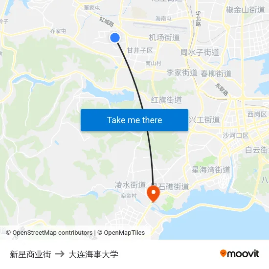 新星商业街 to 大连海事大学 map