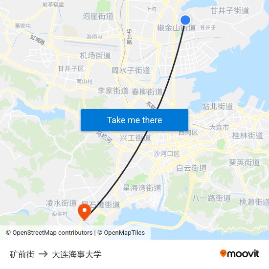 矿前街 to 大连海事大学 map