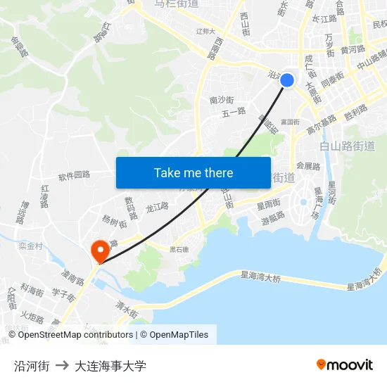 沿河街 to 大连海事大学 map