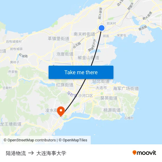 陆港物流 to 大连海事大学 map