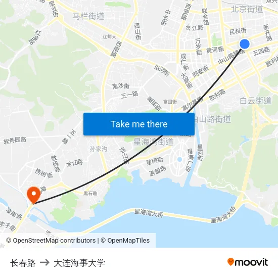 长春路 to 大连海事大学 map