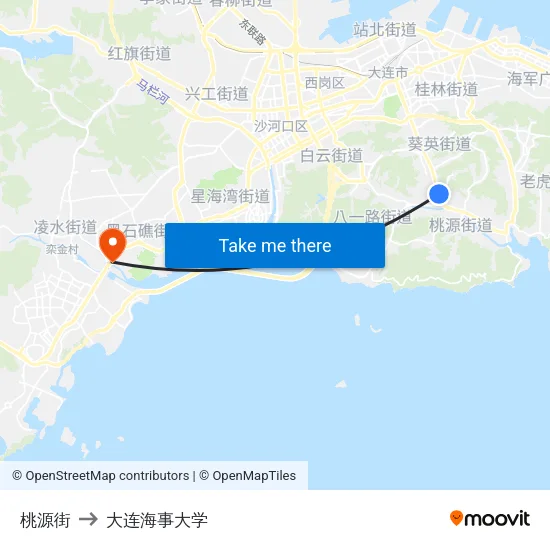 桃源街 to 大连海事大学 map