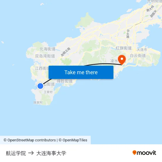 航运学院 to 大连海事大学 map