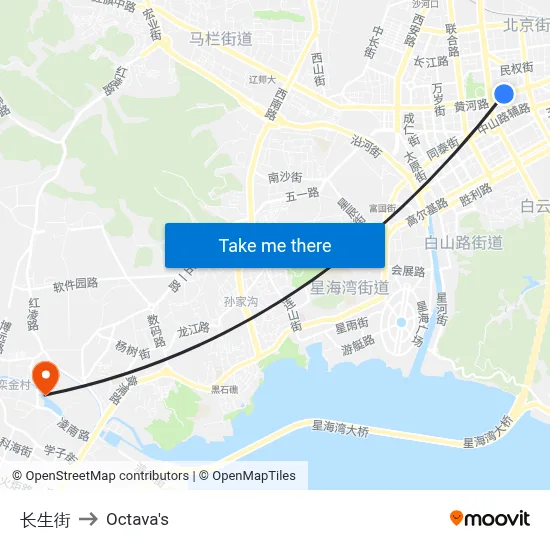 Changsheng Street to Octava's map