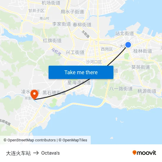 Dalian Railway Station to Octava's map