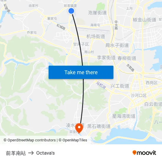 Qian Ge South Station to Octava's map