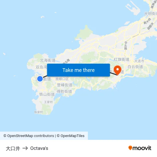 Dakoujing to Octava's map