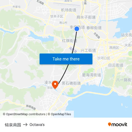 Jinquan South Garden to Octava's map