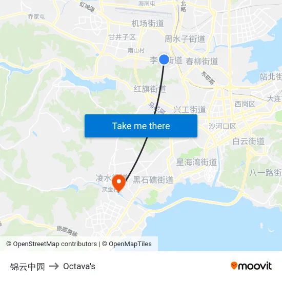 Jinyun Middle Garden to Octava's map