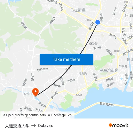 Dalian Jiaotong University to Octava's map