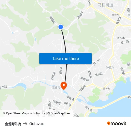 Jinliu Mall to Octava's map