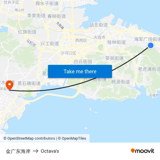 Jinguang East Coast to Octava's map