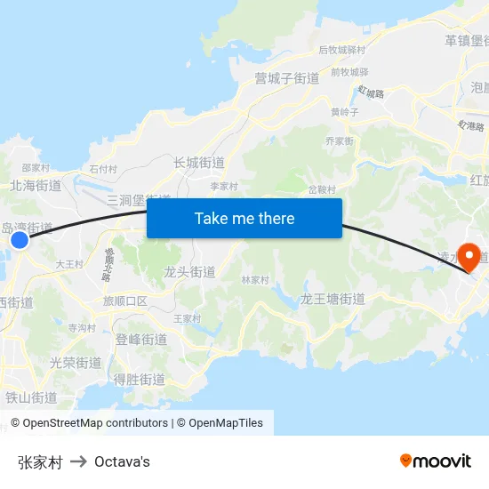 Zhangjiacao Village to Octava's map
