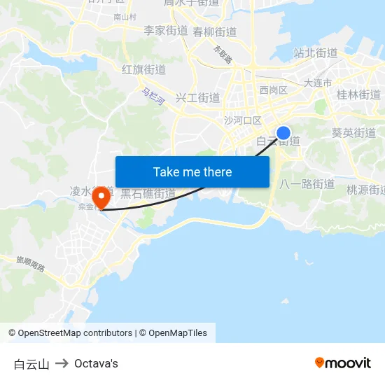 Baiyun Mountain to Octava's map