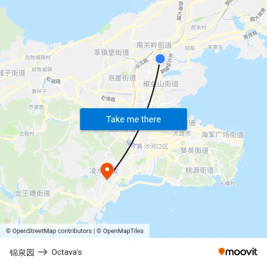Jinquan Garden to Octava's map