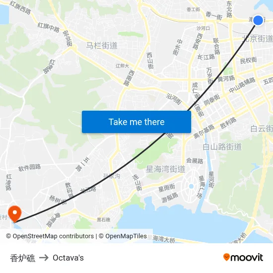 Xiangluzhao to Octava's map