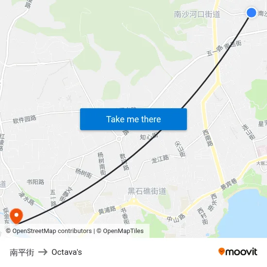 Nan Ping Street to Octava's map