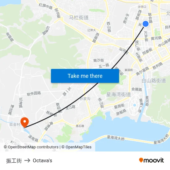 Zhen Gong Street to Octava's map