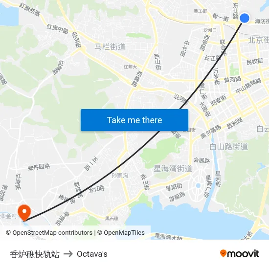 Xianglu Bridge Light Rail Station to Octava's map