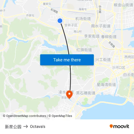 Xinxing Park to Octava's map