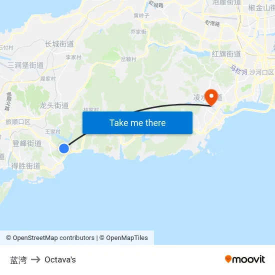 Blue Bay to Octava's map