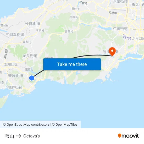 Blue Mountain to Octava's map